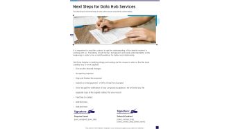 Next Steps For Data Hub Services One Pager Sample Example Document