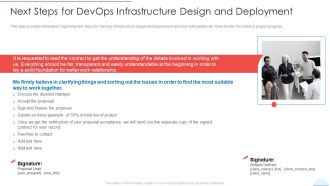 Next Steps For Devops Infrastructure Design And Deployment Clipart PDF