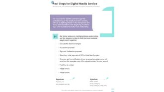 Next Steps For Digital Media Service One Pager Sample Example Document