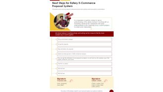 Next Steps For Eatery E Commerce Proposal System One Pager Sample Example Document