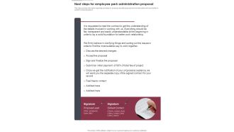Next Steps For Employee Perk Administration Proposal One Pager Sample Example Document