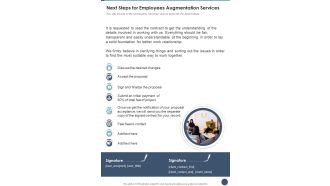 Next Steps For Employees Augmentation Services One Pager Sample Example Document