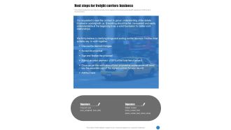 Next Steps For Freight Carriers Business One Pager Sample Example Document