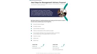Next Steps For Management Advisory Proposal One Pager Sample Example Document