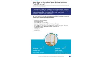 Next Steps For Municipal Water System Extension Project Proposal One Pager Sample Example Document