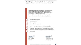 Next Steps For Nursing Study Proposal Sample One Pager Sample Example Document