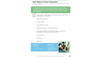 Next Steps For Product Expansion One Pager Sample Example Document