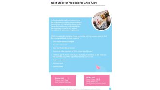 Next Steps For Proposal For Child Care One Pager Sample Example Document