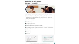 Next Steps For Proposal For Company Acquisition One Pager Sample Example Document