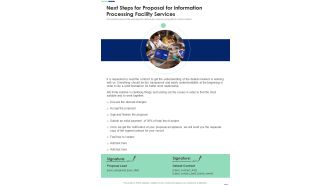 Next Steps For Proposal For Information Processing Facility Services One Pager Sample Example Document