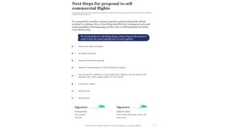 Next Steps For Proposal To Sell Commercial Flights One Pager Sample Example Document