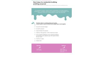 Next Steps For Residential Building Painting Proposal One Pager Sample Example Document