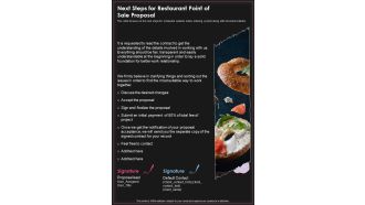 Next Steps For Restaurant Point Of Sale Proposal One Pager Sample Example Document