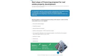Next Steps Of Financing Proposal For Real Estate Property Development One Pager Sample Example Document