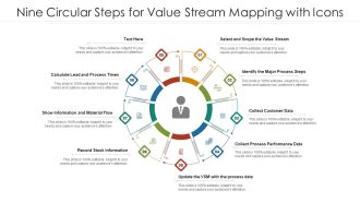 Nine Circular Steps For Value Stream Mapping With Icons Ppt PowerPoint Presentation File Ideas PDF