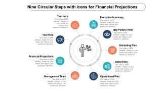 Nine Circular Steps With Icons For Financial Projections Ppt Powerpoint Presentation Gallery Outfit