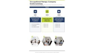 Occupational Therapy Company Events Summary One Pager Documents