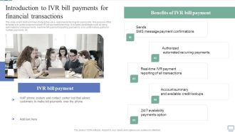 Omnichannel Banking Services Platform Introduction To IVR Bill Payments For Financial Transactions Slides PDF