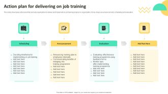 On Job Staff Training Program For Skills Advancement Action Plan For Delivering On Job Training Template PDF