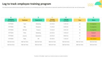 On Job Staff Training Program For Skills Advancement Log To Track Employee Training Program Introduction PDF
