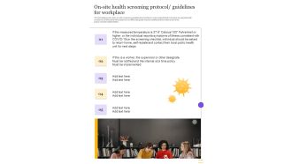On Site Health Screening Protocol Guidelines For Workplace One Pager Sample Example Document