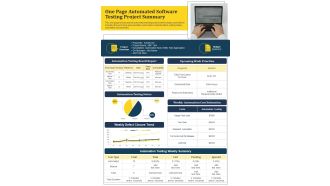 One Page Automated Software Testing Project Summary PDF Document PPT Template