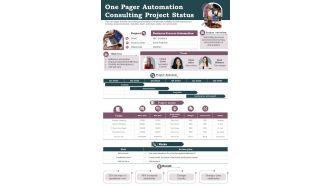One Page Automation Consulting Project Progress PDF Document PPT Template