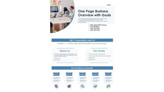 One Page Business Overview With Goals PDF Document PPT Template