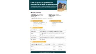 One Page Change Request Document For Real Estate Project PDF Document PPT Template