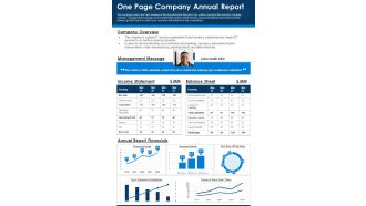 One Page Company Annual Report PDF Document PPT Template