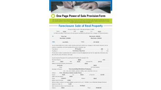 One Page Power Of Sale Provision Form PDF Document PPT Template