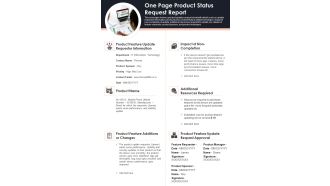 One Page Product Status Request Report PDF Document PPT Template