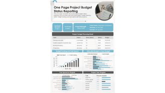 One Page Project Budget Status Reporting PDF Document PPT Template