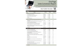 One Page Sales Conversion Report PDF Document PPT Template