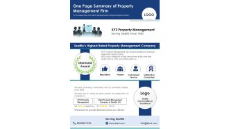One Page Summary Of Property Management Firm PDF Document PPT Template