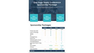 One Page Yearly Conference Sponsorship Package PDF Document PPT Template
