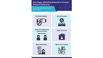 One Pager Marketing Material To Promote Physical Distancing PDF Document PPT Template
