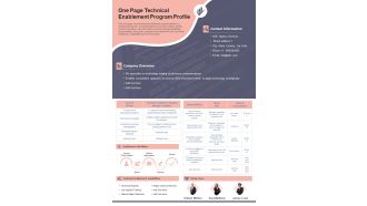 One Pager Technical Enablement Project Report PDF Document PPT Template