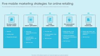 Online Marketing Techniques For Acquiring Clients Five Mobile Marketing Strategies Template PDF