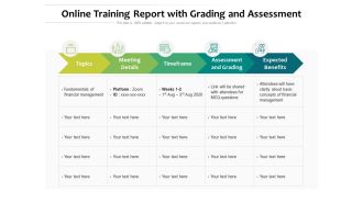 Online Training Report With Grading And Assessment Ppt PowerPoint Presentation File Vector PDF