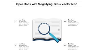 Open Book With Magnifying Glass Vector Icon Ppt PowerPoint Presentation File Smartart PDF