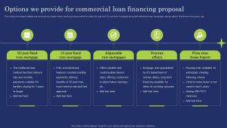 Options We Provide For Commercial Loan Financing Proposal Graphics PDF