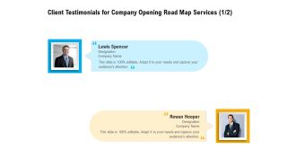 Organization Inception Timeline Proposal Client Testimonials For Company Opening Road Map Services Communication Elements PDF