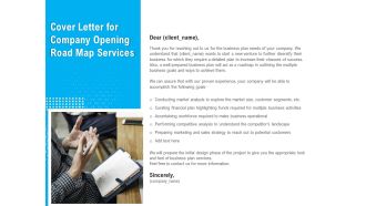 Organization Inception Timeline Proposal Cover Letter For Company Opening Road Map Services Template PDF