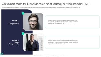 Our Expert Team For Brand Development Strategy Service Proposal Background PDF