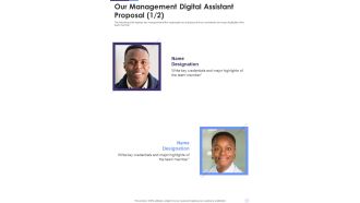 Our Management Digital Assistant Proposal One Pager Sample Example Document