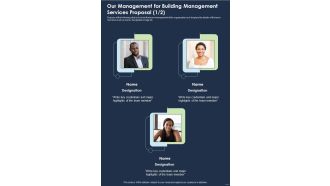 Our Management For Building Management Services Proposal One Pager Sample Example Document
