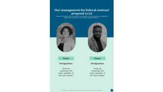 Our Management For Federal Contract Proposal One Pager Sample Example Document
