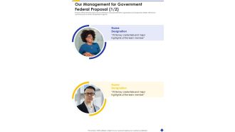 Our Management For Government Federal Proposal One Pager Sample Example Document
