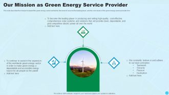 Our Mission As Green Energy Service Provider Clean And Renewable Energy Ppt PowerPoint Presentation File Examples PDF
